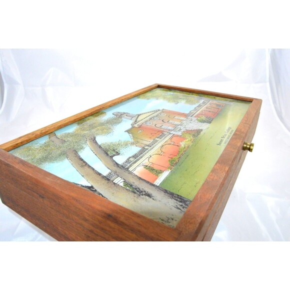Sweet Briar College Custom Hand Painted Walnut Mirror Box by Eglomisé Design LLC - Picture 4 of 16